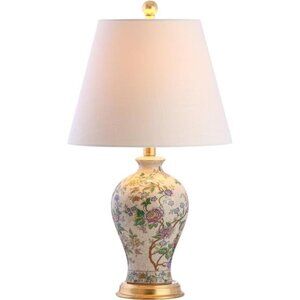 JONATHAN Y JYL3009A Grace 24" Floral LED Table Lamp Classic Cottage Bedside